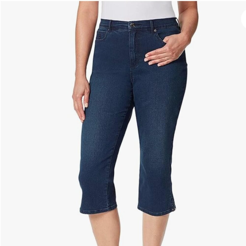 Gloria Vanderbilt Navy Blue Denim Amanda Classic Rise Capri Jeans Women's 10 NWT